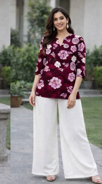 Zamkudi Wine Bloom Co-ord Set – Wine Purple